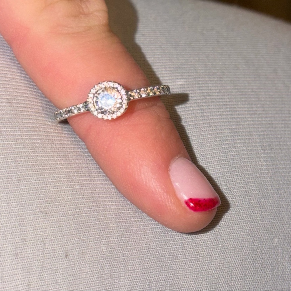 Pandora Silver and White Halo Ring